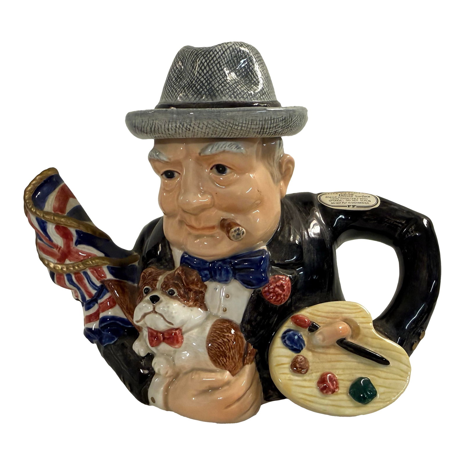 1990s Fitz and Floyd Winston Churchill Character Teapot (1 of 12)