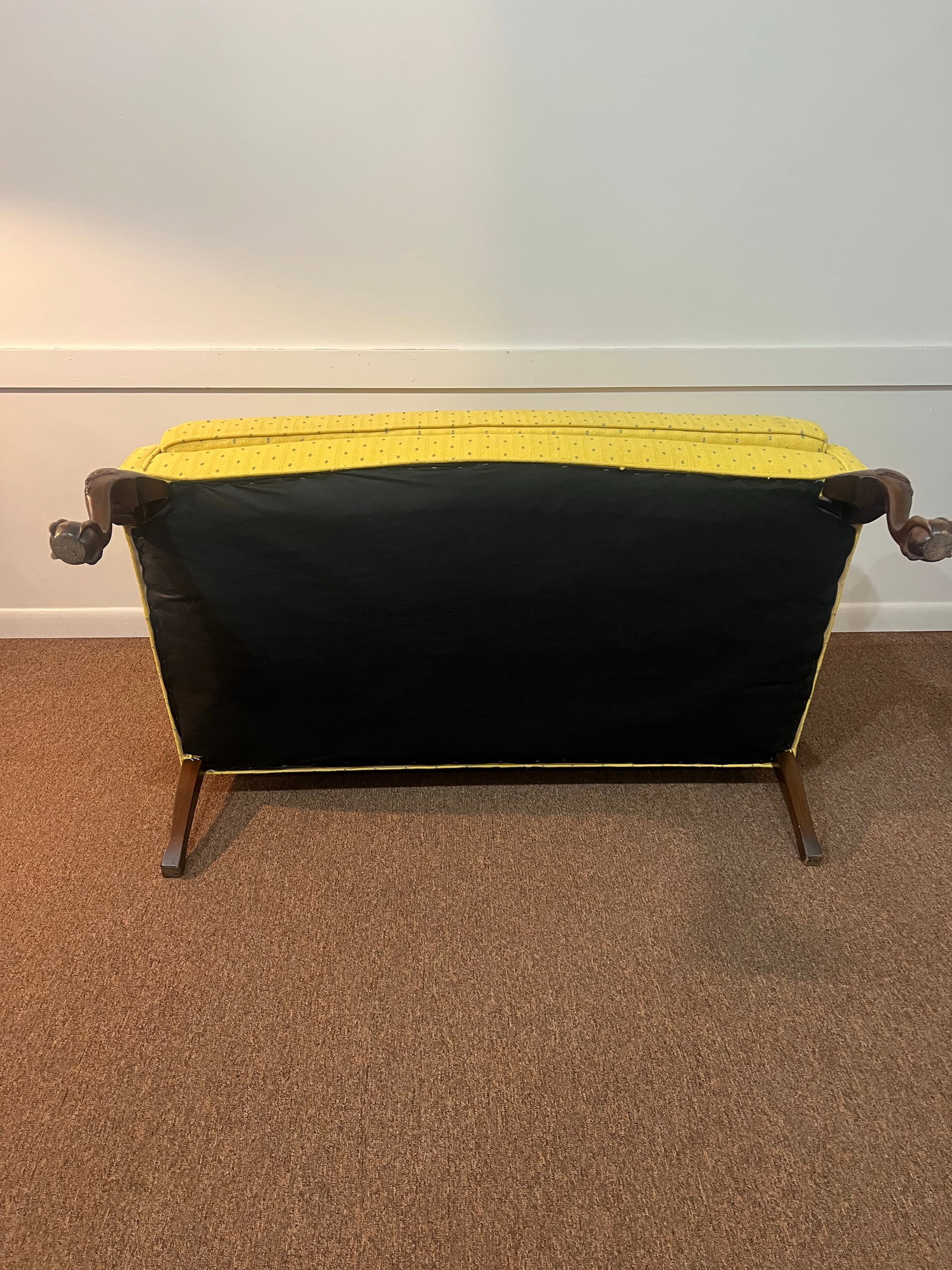 Early 20th Century Chippendale Style Camel Back Mahogany Footed Loveseat Sofa Newly Upholstered - 6