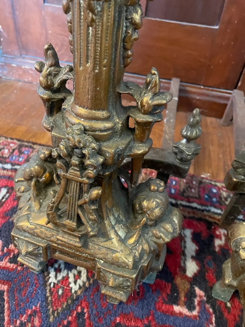 19th Century French Bronze Adirons - 4