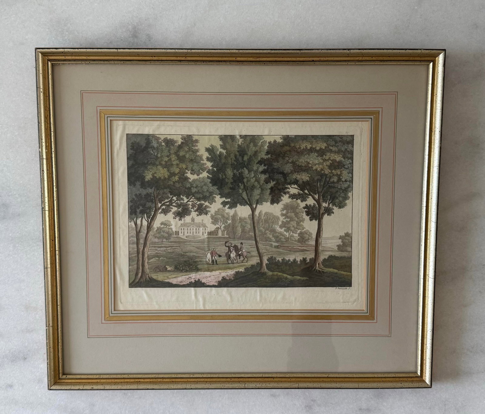 Antique Framed Mount Vernon Estate Etching by Paolo Fumagalli - 2