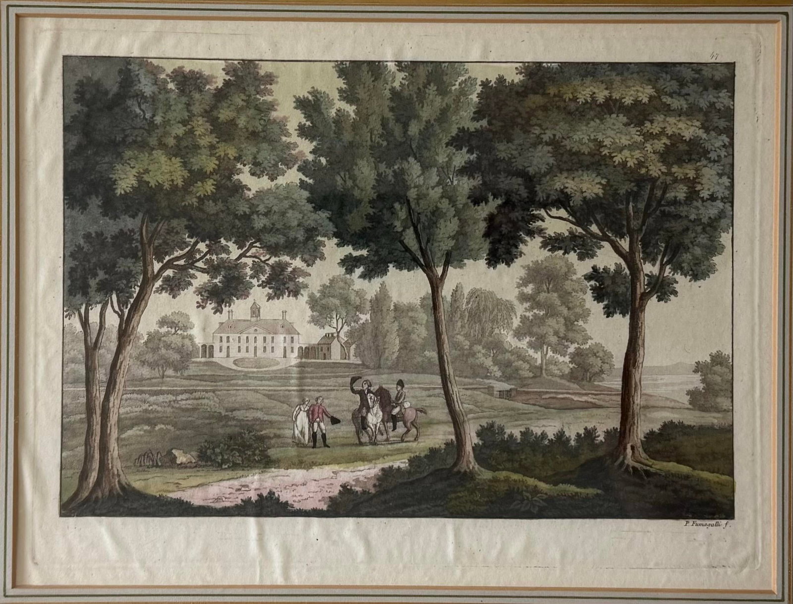 Antique Framed Mount Vernon Estate Etching by Paolo Fumagalli - 3