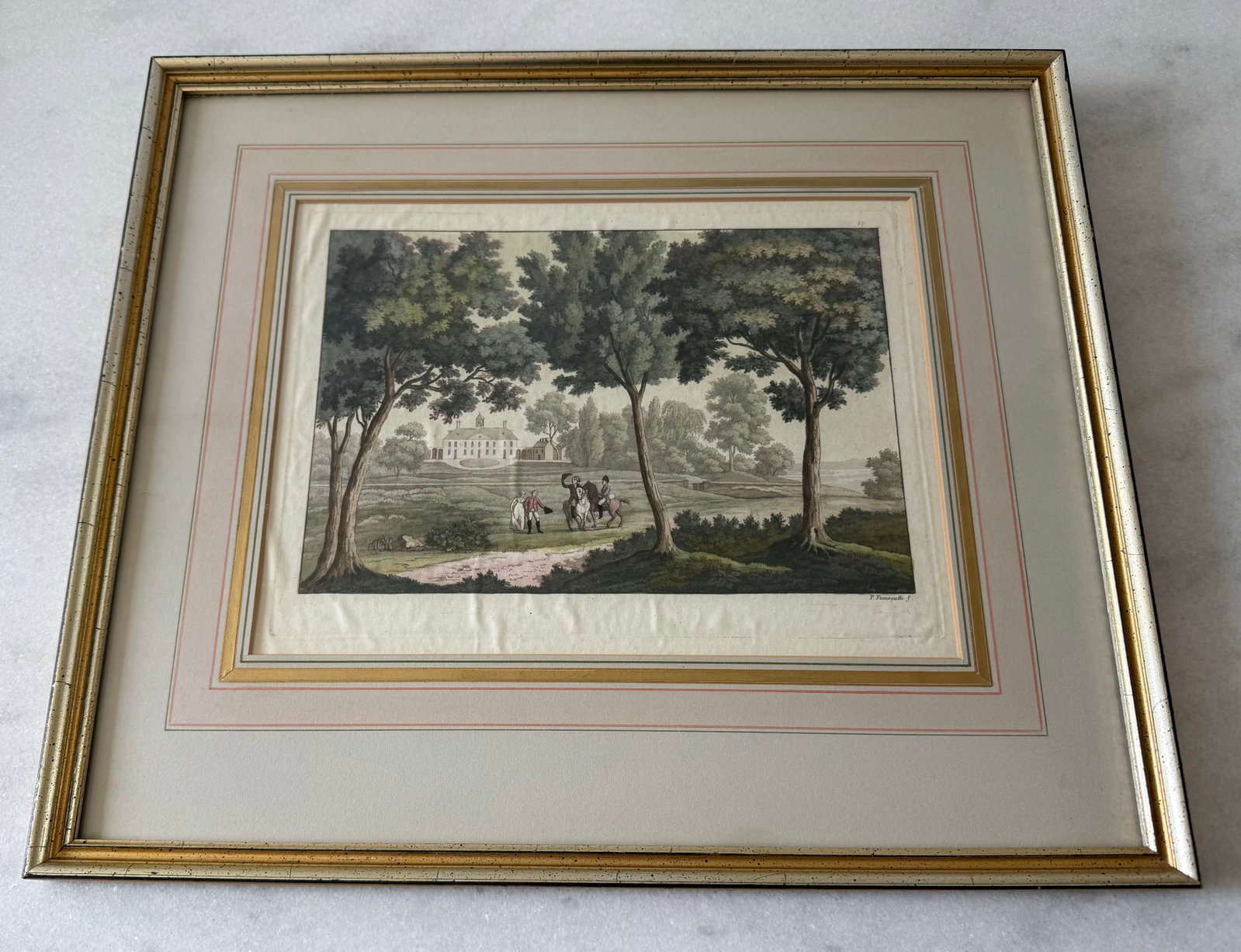 Antique Framed Mount Vernon Estate Etching by Paolo Fumagalli - 7