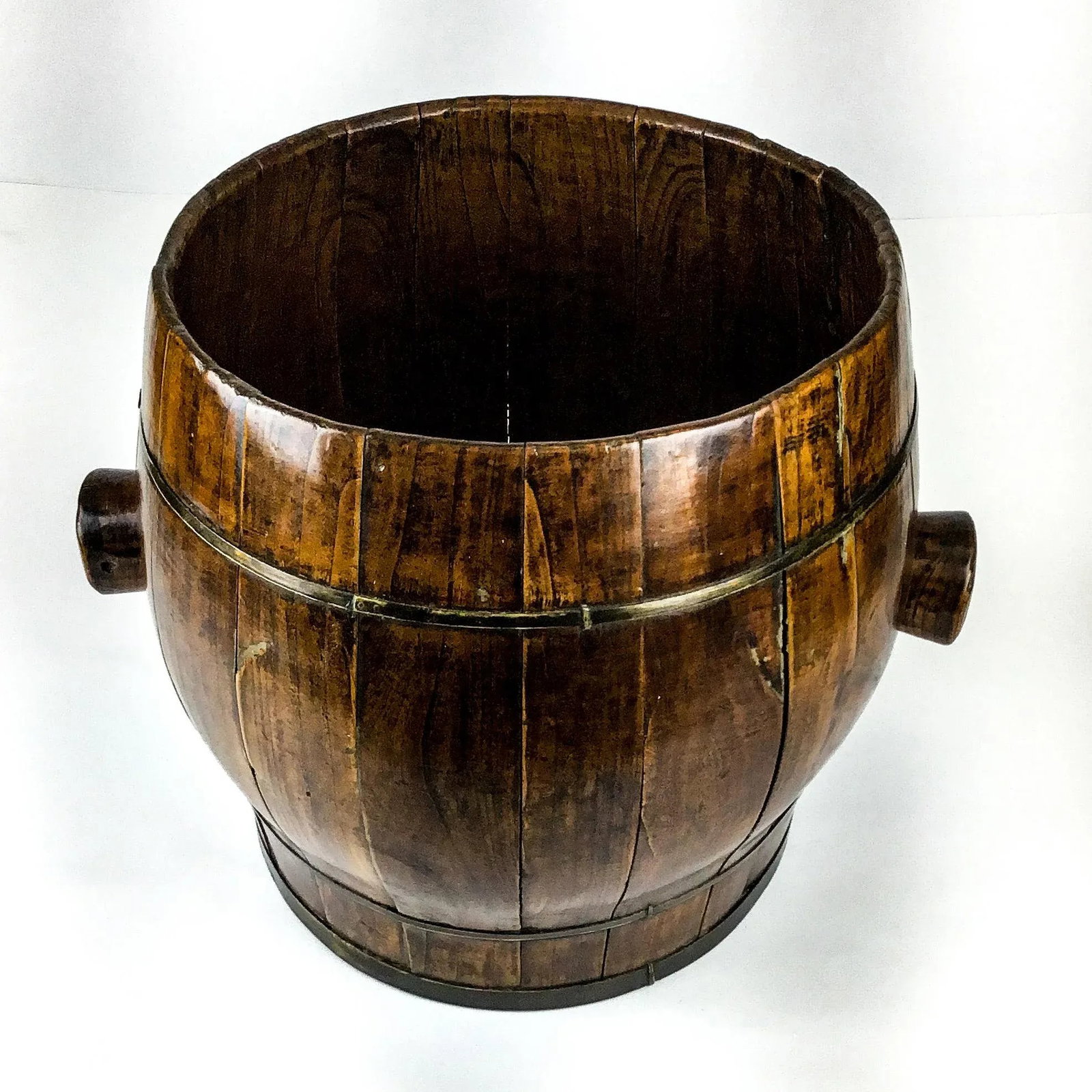 Antique Chinese Wood Rice Container Planter - 13
