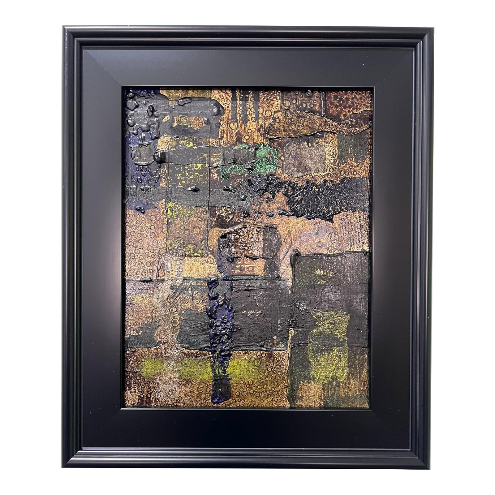 Discovery No. 2 - Original Abstract Painting by J. Kent Martin: This original mixed-media abstract painting by J. Kent Martin is inspired by aerial views of farmland and the ordered patterns of roads and city streets. Built through layers of paint that are