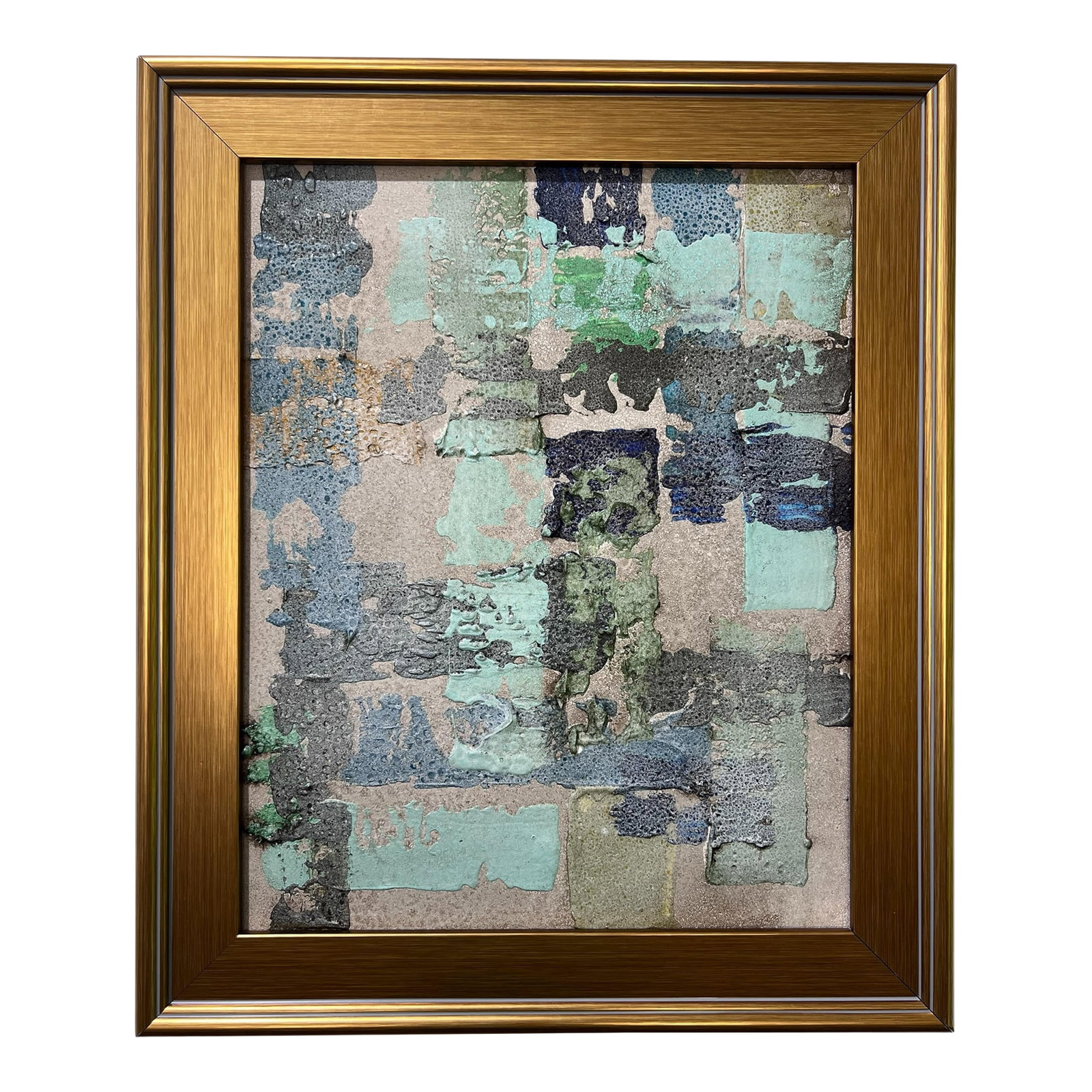 Morning Fog No. 2 - Original Abstract Painting by J. Kent Martin: This original mixed-media abstract painting by J. Kent Martin is inspired by aerial views of farmland and the ordered patterns of roads and city streets. Built through layers of paint that are