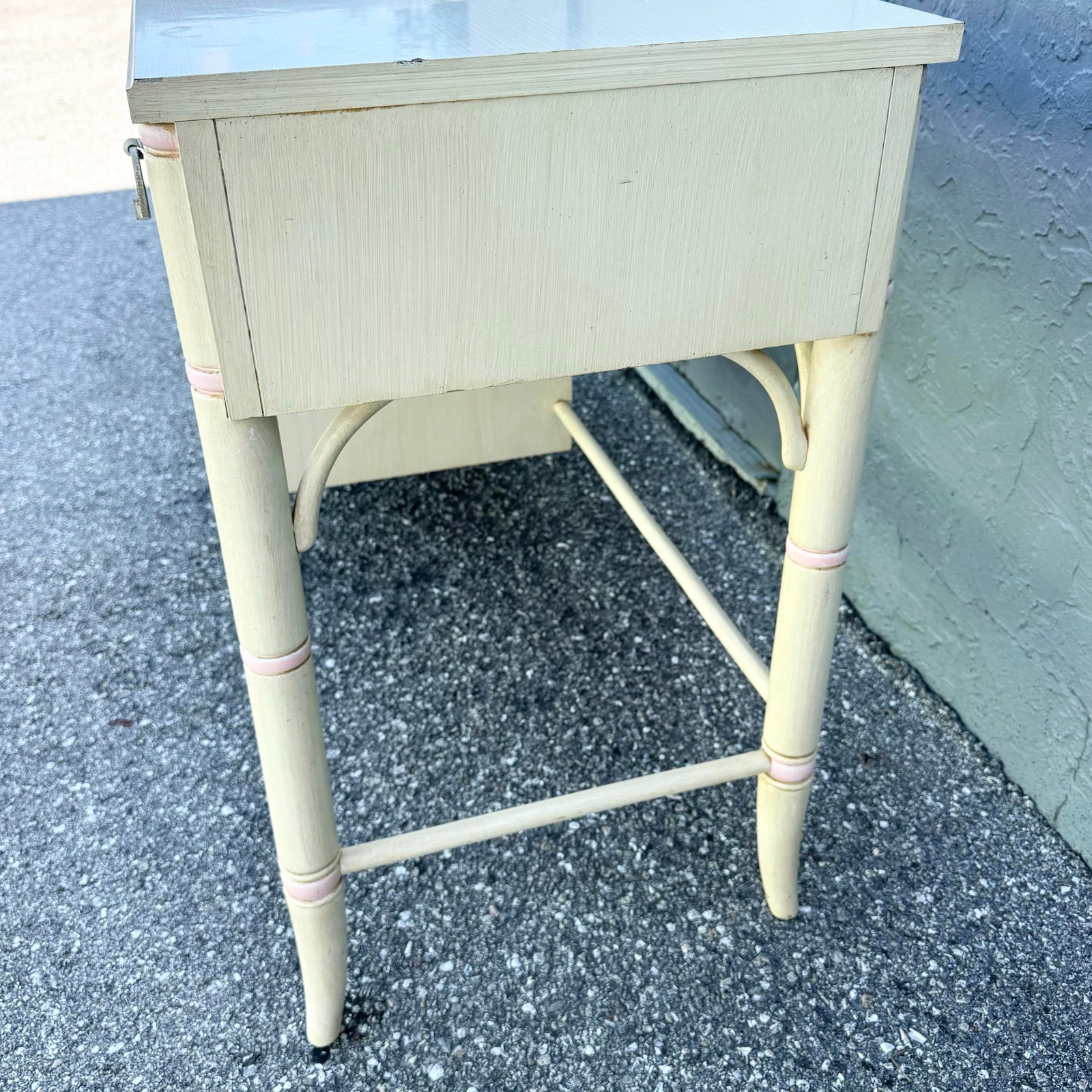 Vintage Coastal Faux Bamboo Cream and Pink Desk With Hutch by Thomasville - 8