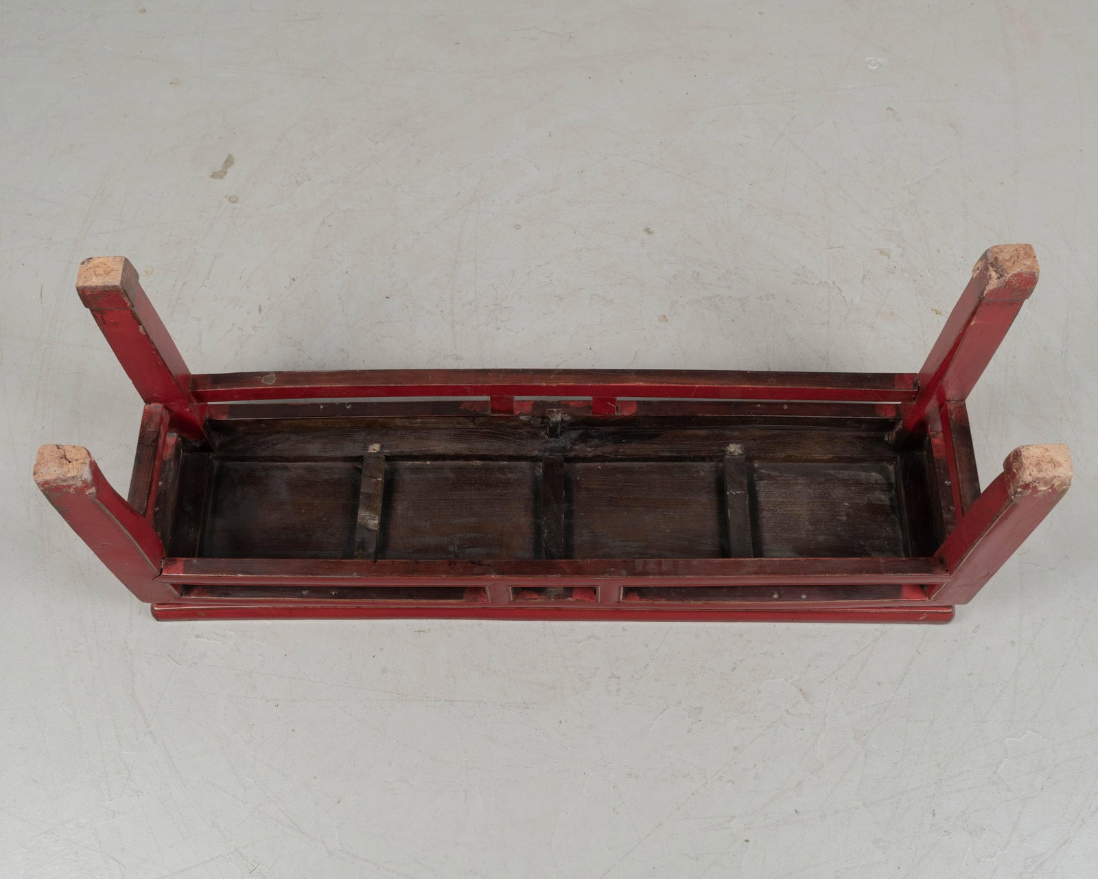 19th Century Chinese Qing Dynasty Red Lacquered Bench - 11