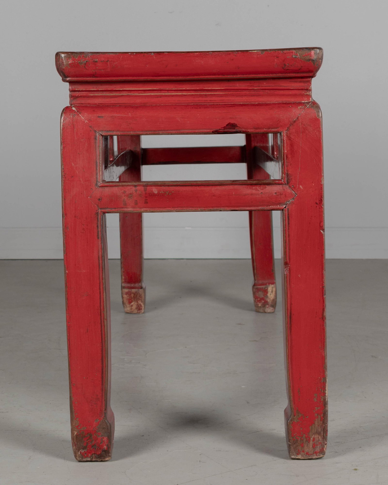 19th Century Chinese Qing Dynasty Red Lacquered Bench - 8