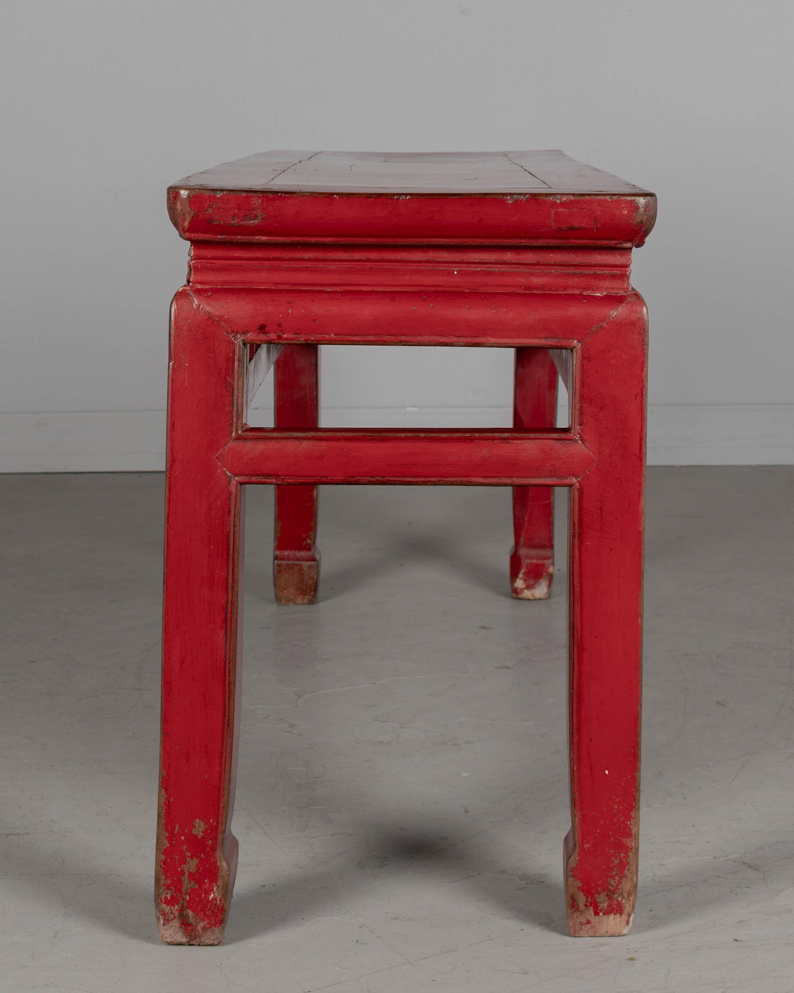 19th Century Chinese Qing Dynasty Red Lacquered Bench - 9