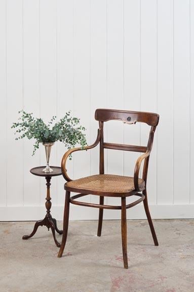 Antique Edwardian Bentwood Occasional Chair With Hand Tied Cane Seat - 2