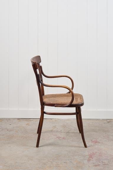 Antique Edwardian Bentwood Occasional Chair With Hand Tied Cane Seat - 5