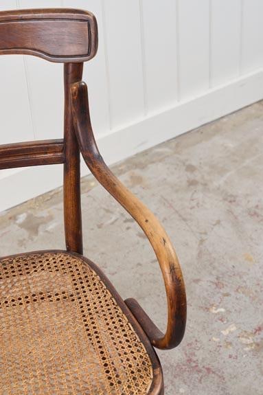 Antique Edwardian Bentwood Occasional Chair With Hand Tied Cane Seat - 6