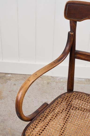 Antique Edwardian Bentwood Occasional Chair With Hand Tied Cane Seat - 7