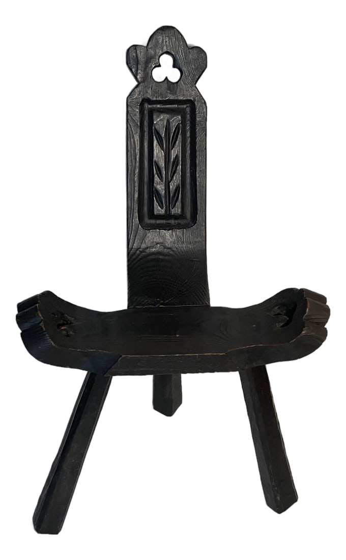 Antique Spanish Architectural Tripod Chair: Antique Spanish handmade architectural tripod chair. Condition: Alterations: Original Condition Unaltered Imperfections: Some Imperfections Condition Notes: Good Origin: Spain Materials & Tech