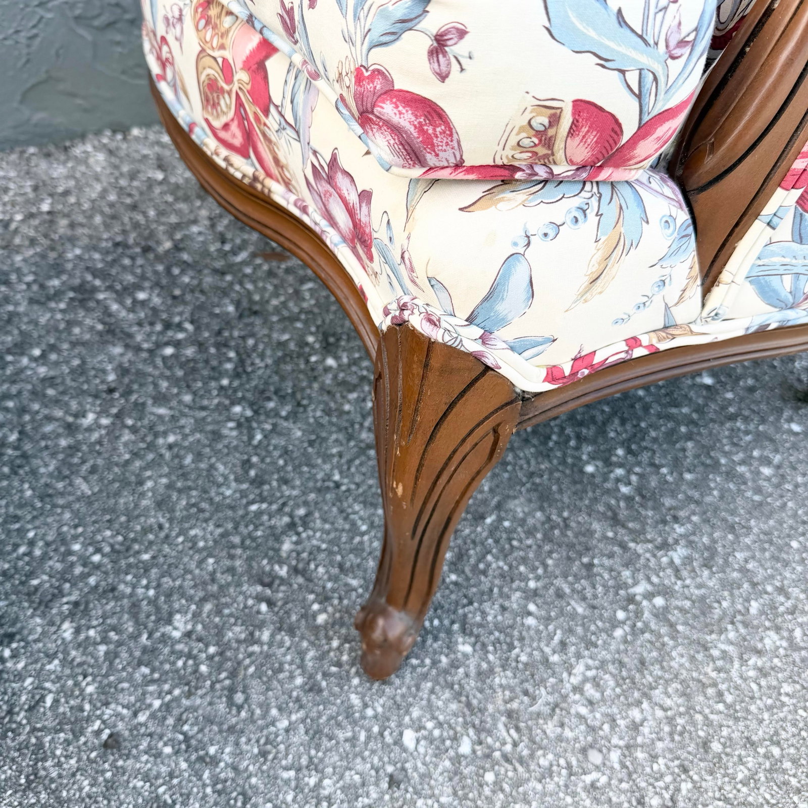 Vintage French Provincial Floral Upholstery Lounge Chairs - Pair - 10