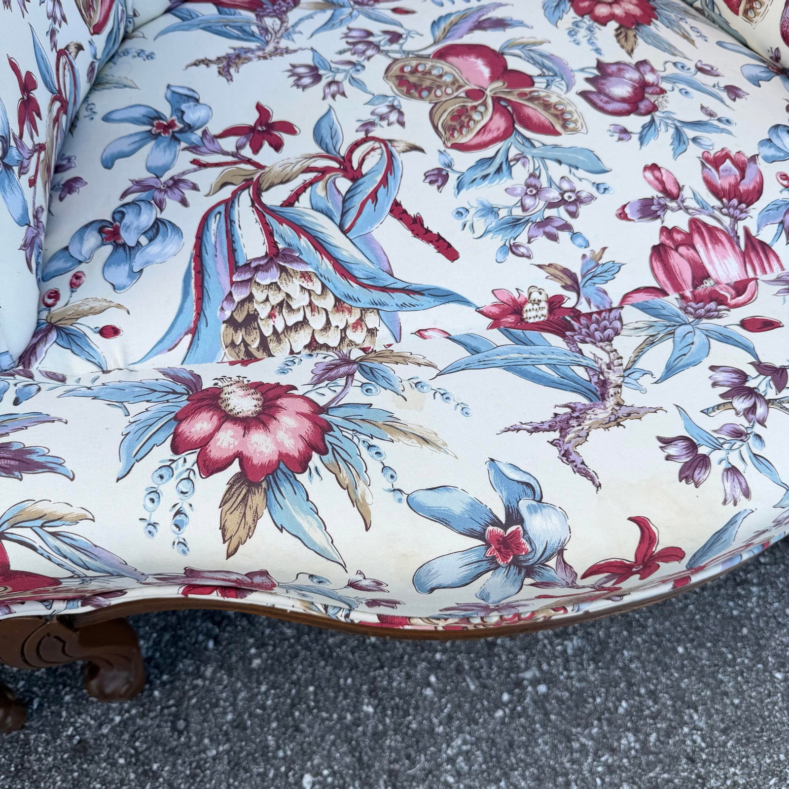 Vintage French Provincial Floral Upholstery Lounge Chairs - Pair - 8