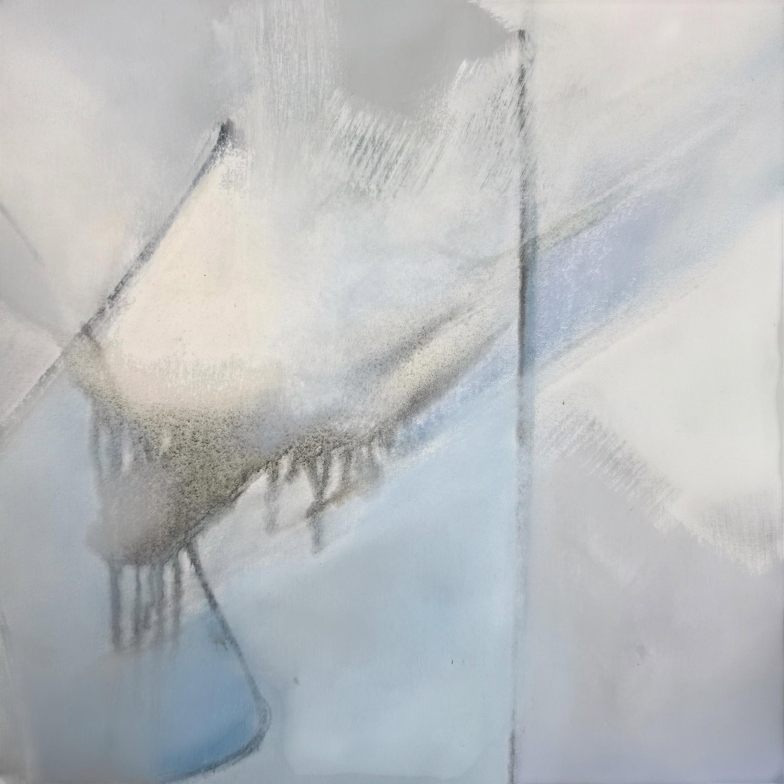 Late 20th Century Postmodern Abstract Expressionist Blue & Slate Painting - Companion Piece Signed - 5