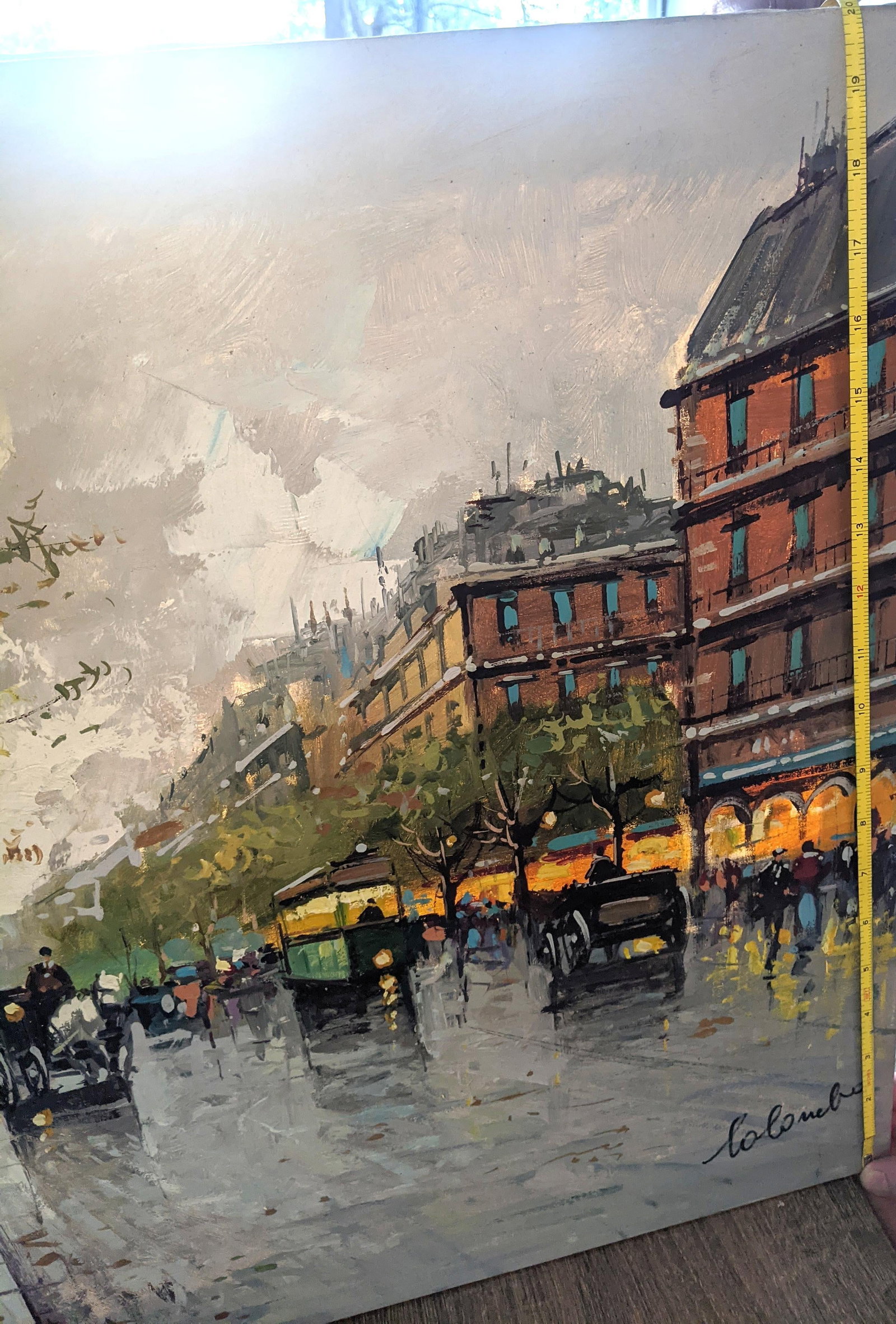 Late 20th Century Large Contemporary Impressionist Paris Street Scene Oil Painting on Canvas, Signed - 10