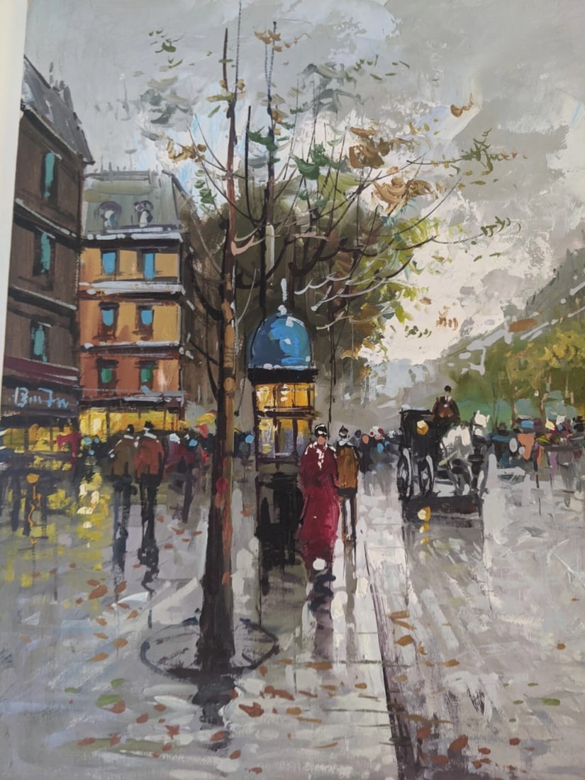 Late 20th Century Large Contemporary Impressionist Paris Street Scene Oil Painting on Canvas, Signed - 13