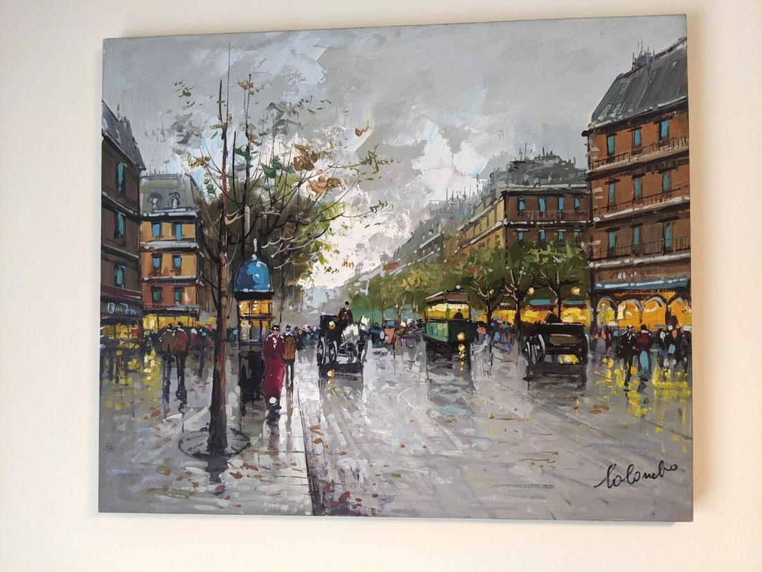 Late 20th Century Large Contemporary Impressionist Paris Street Scene Oil Painting on Canvas, Signed - 3