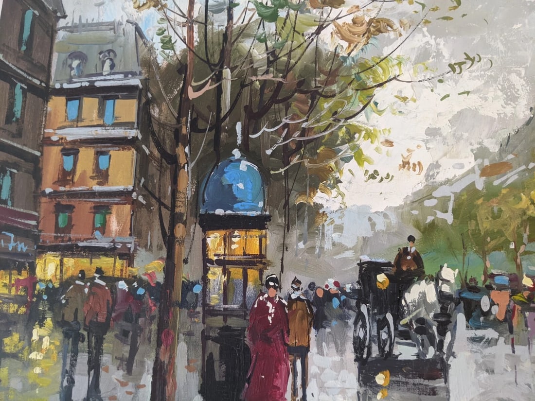 Late 20th Century Large Contemporary Impressionist Paris Street Scene Oil Painting on Canvas, Signed - 6