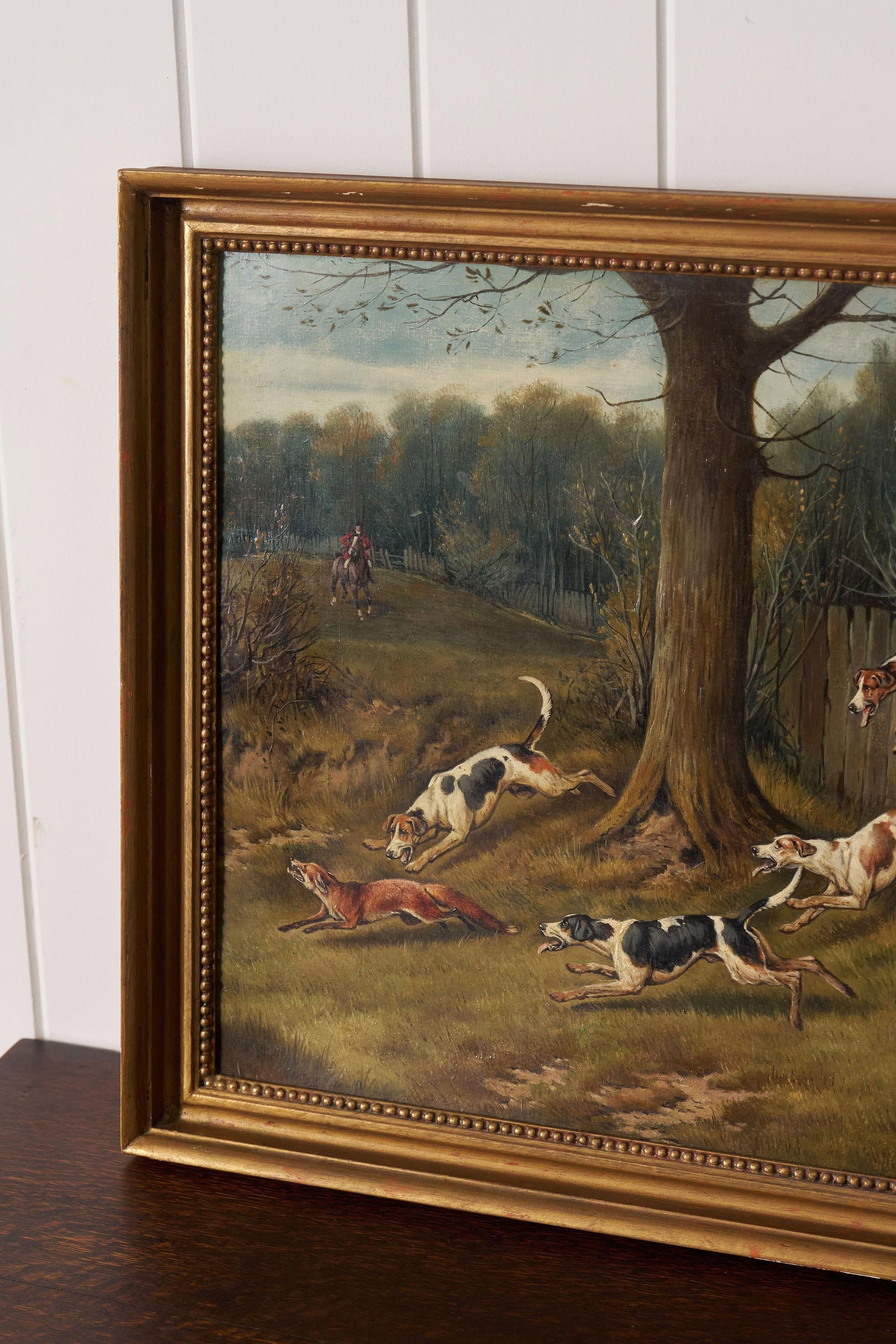 19th Century Oil on Board 'Gone Away' Signed by John Arnold Wheeler (1821-1903) in Gold Frame - 4