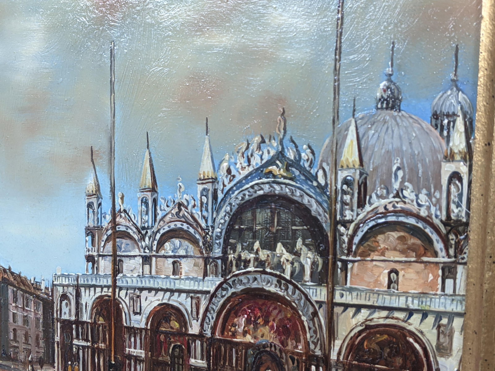Framed Venetian Piazza San Marco Original Oil Painting Signed Rergito, Mid-20th Century - 4