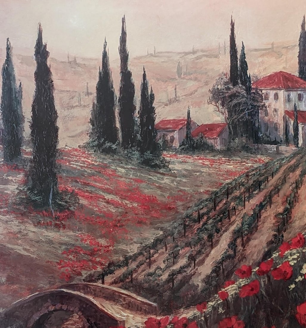 Late 20th Century Signed Fronckowiak "Poppies of Toscano I & II" Framed Fine Art Print Pair - 10