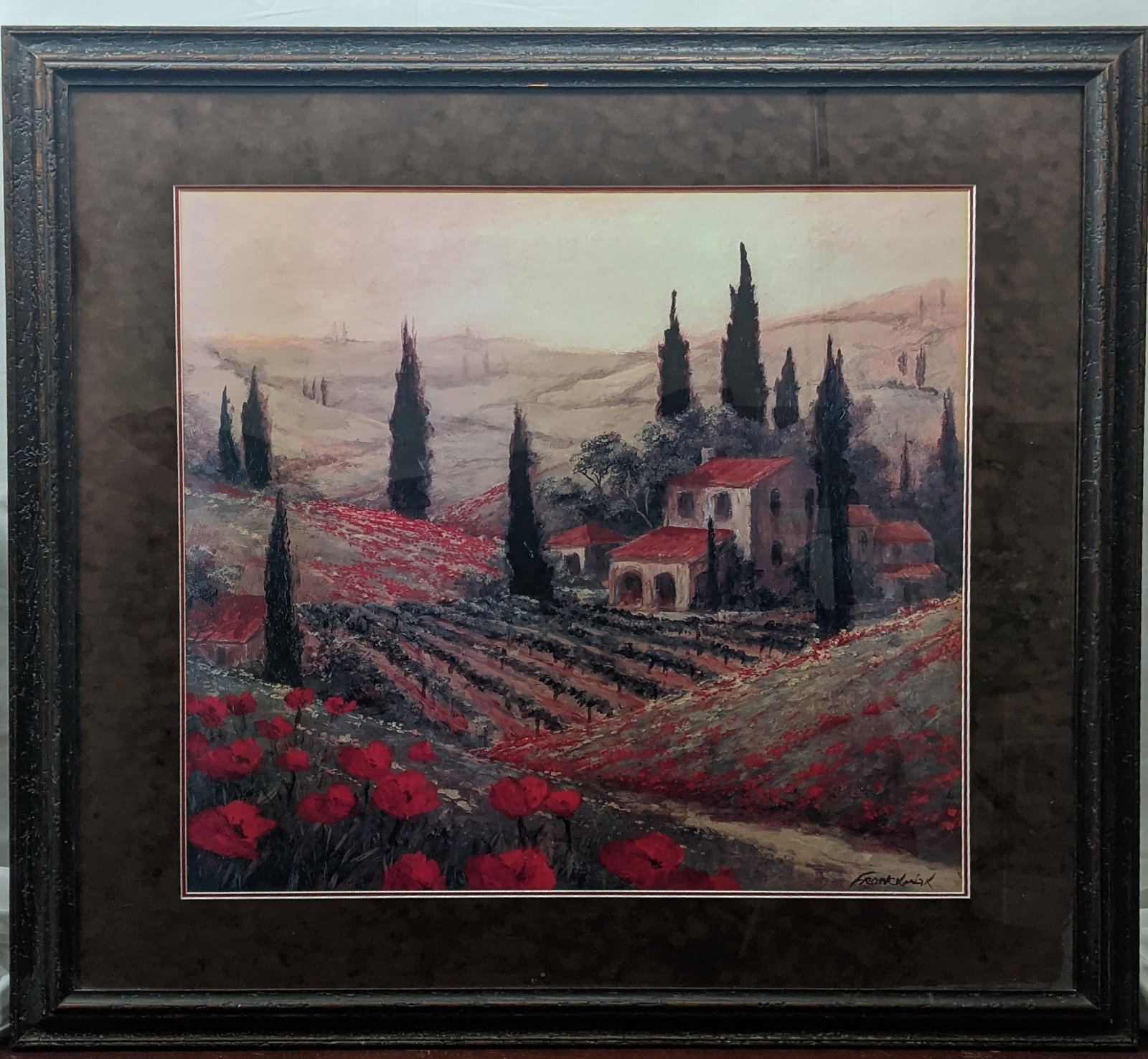 Late 20th Century Signed Fronckowiak "Poppies of Toscano I & II" Framed Fine Art Print Pair - 16