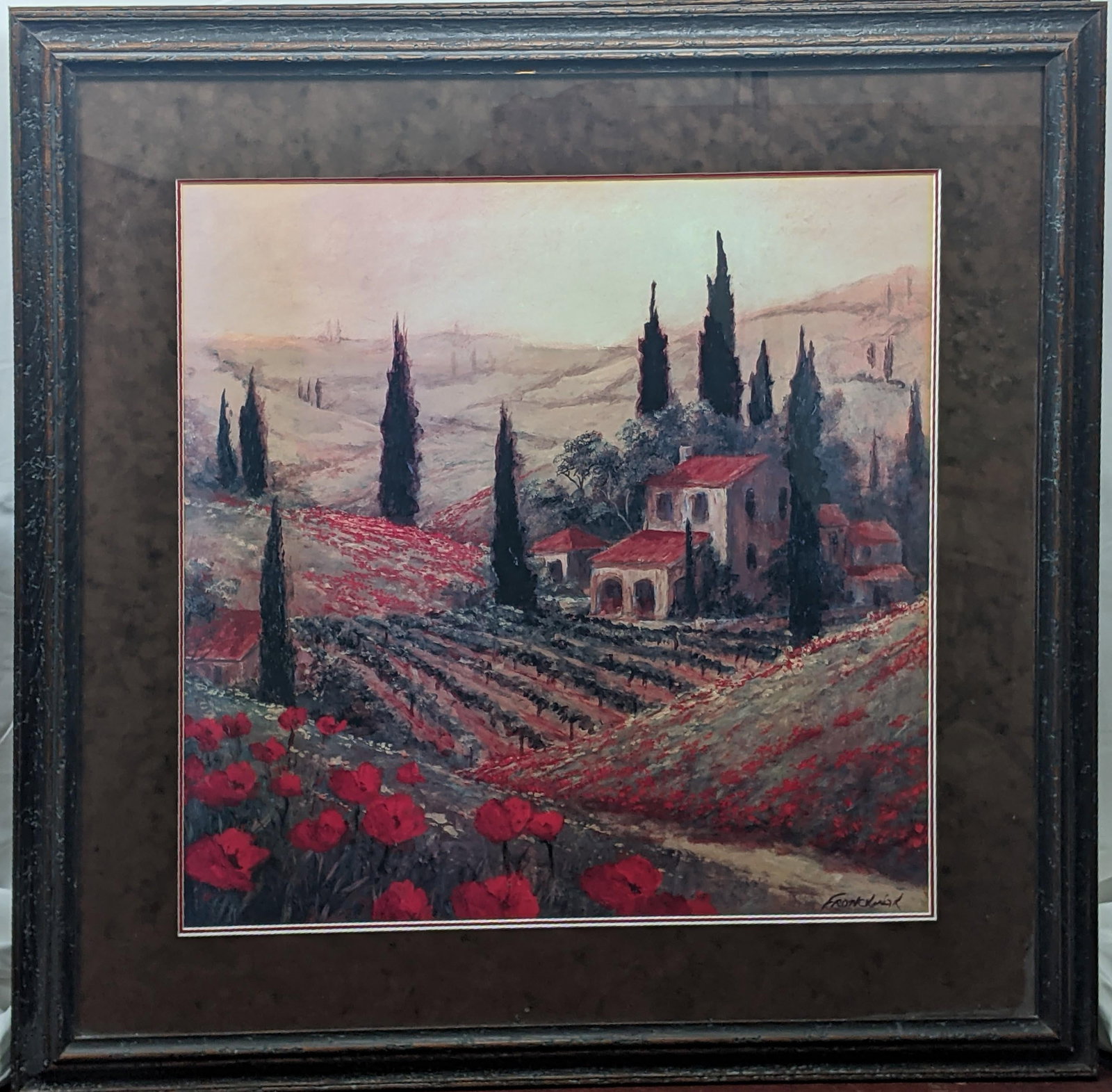 Late 20th Century Signed Fronckowiak "Poppies of Toscano I & II" Framed Fine Art Print Pair - 2