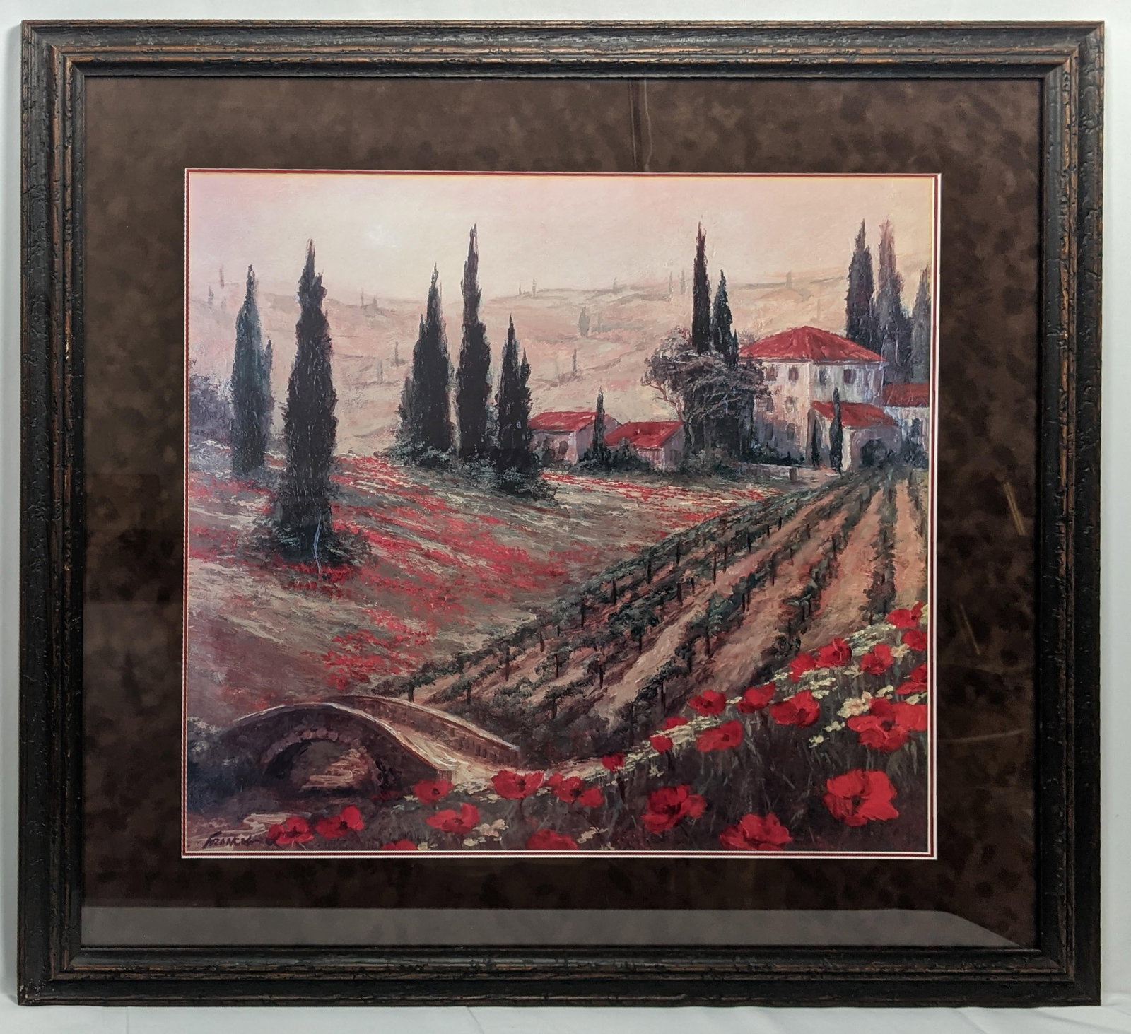 Late 20th Century Signed Fronckowiak "Poppies of Toscano I & II" Framed Fine Art Print Pair - 3