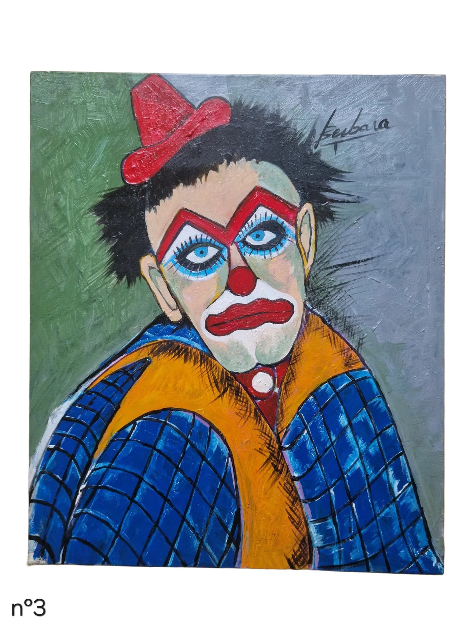 Mid-20th Century Khouresserian, Expressionist Clown Portrait, Oil on Canvas - 2