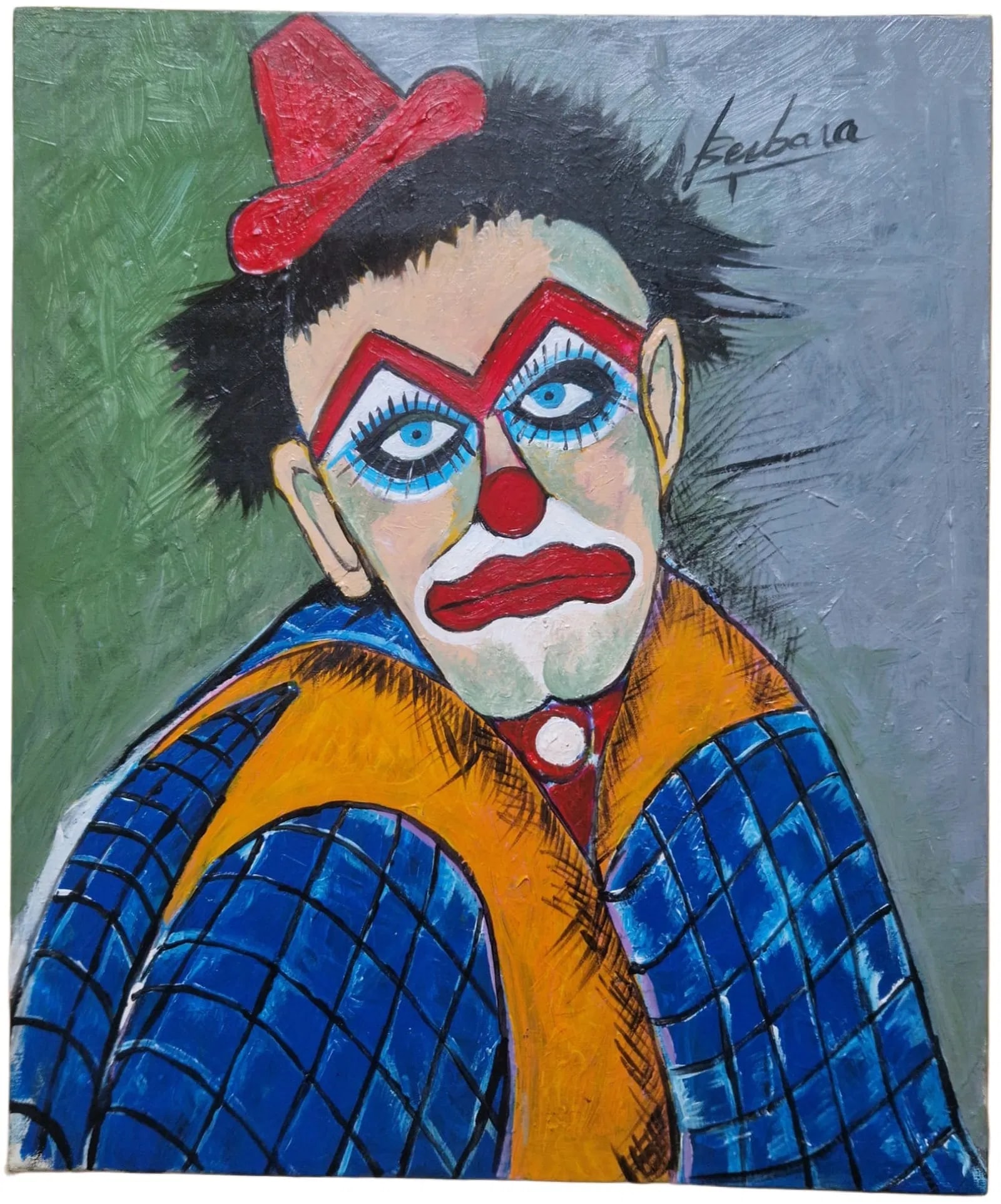 Mid-20th Century Khouresserian, Expressionist Clown Portrait, Oil on Canvas - 3