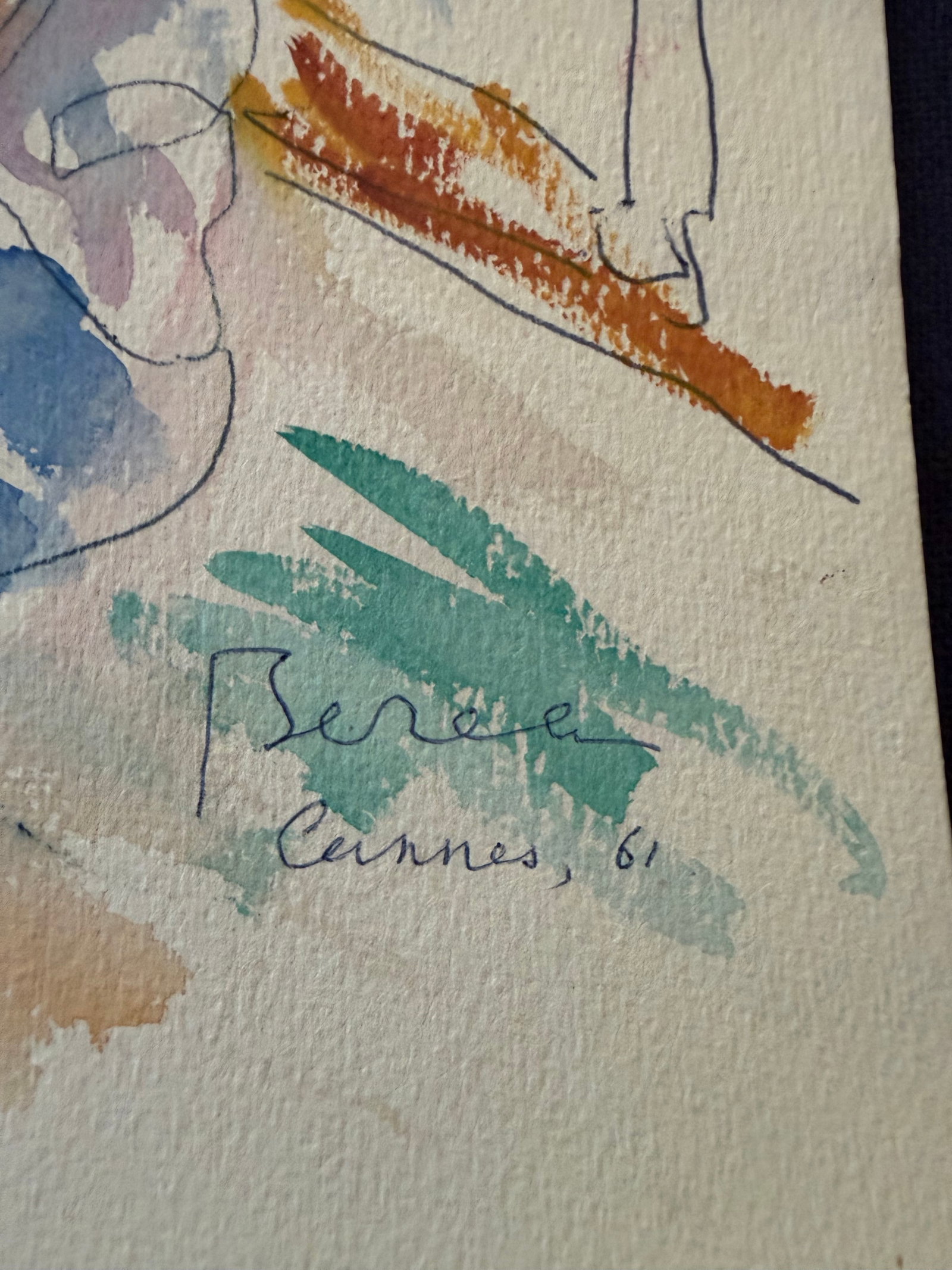 1961 Watercolor Sketch by Dimitrie Berea of a Seated Young Woman on a Boat - 2