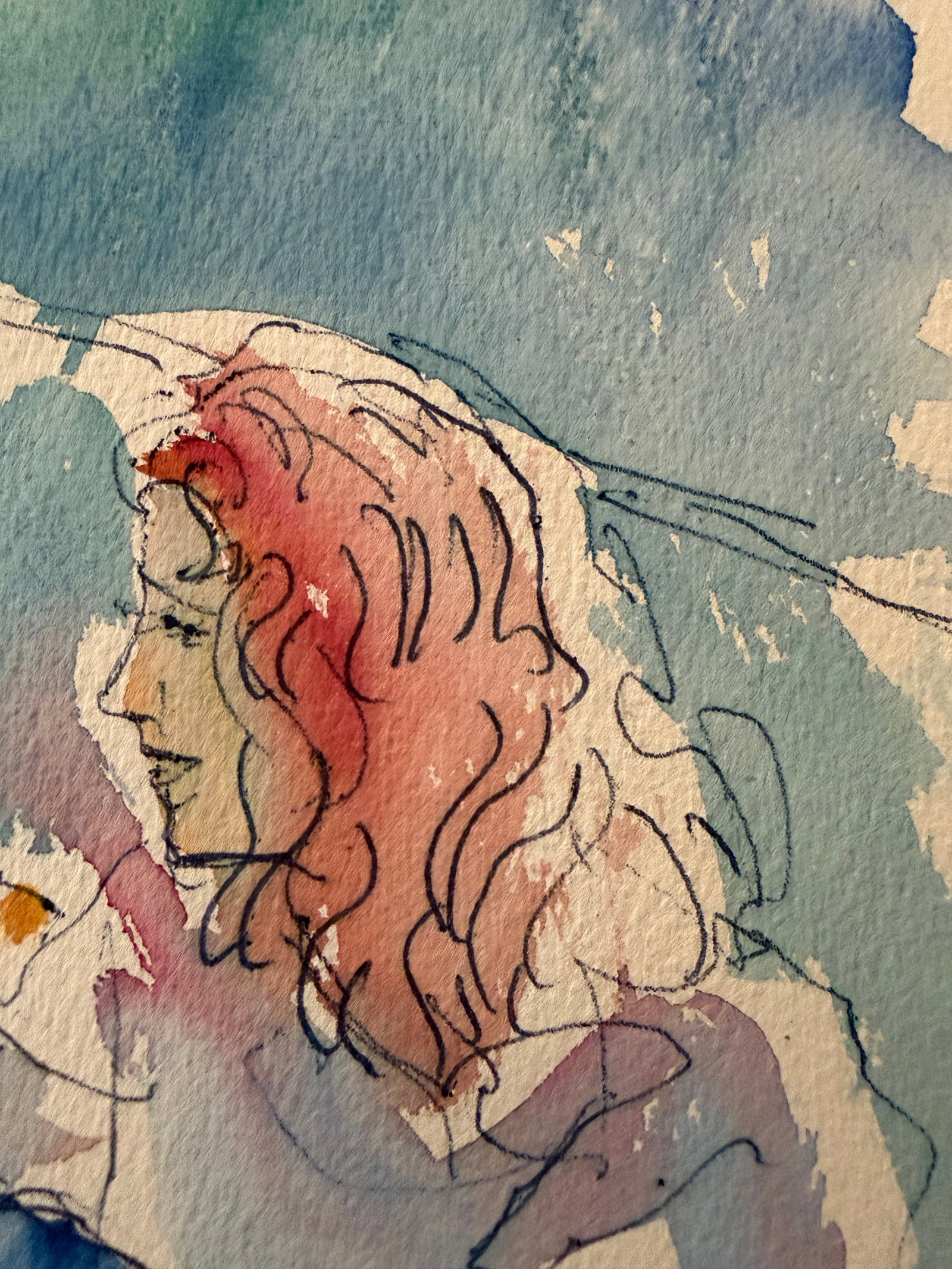 1961 Watercolor Sketch by Dimitrie Berea of a Seated Young Woman on a Boat - 3