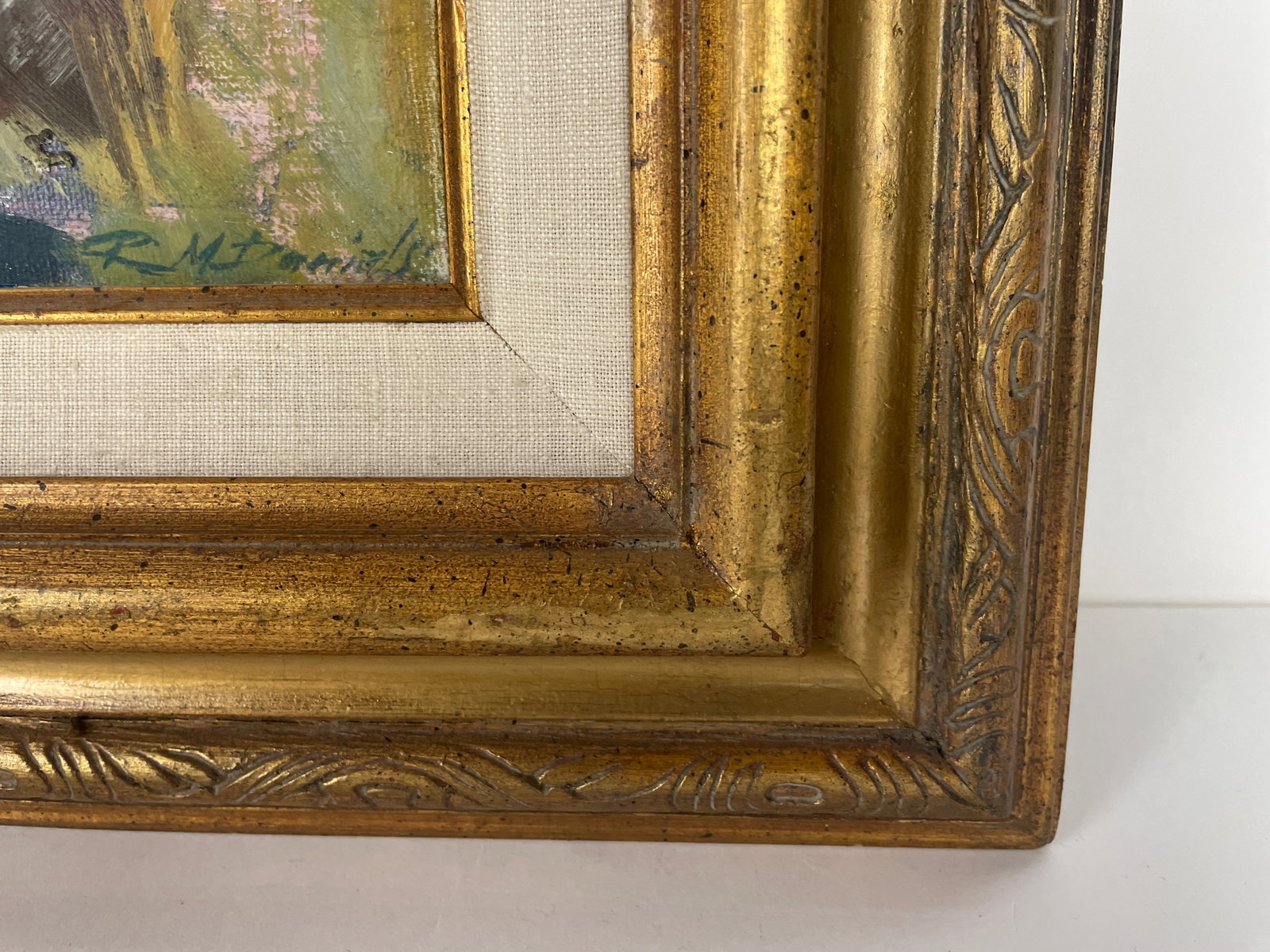 1970s R. M. Daniels California Coastal Plein Air Impressionist Oil Painting in Gilt Frame - 4