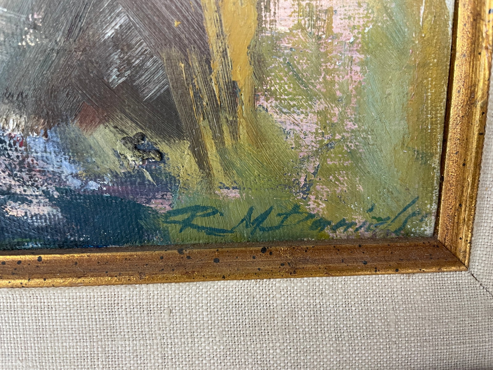 1970s R. M. Daniels California Coastal Plein Air Impressionist Oil Painting in Gilt Frame - 6