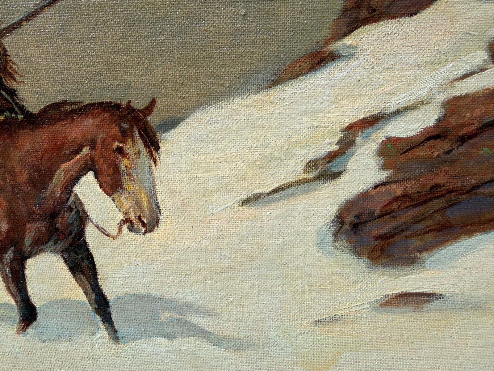 Late 20th Century Shep Chadhorn Original Western Oil Painting "Lone Hunter", Signed by the Artist - 4