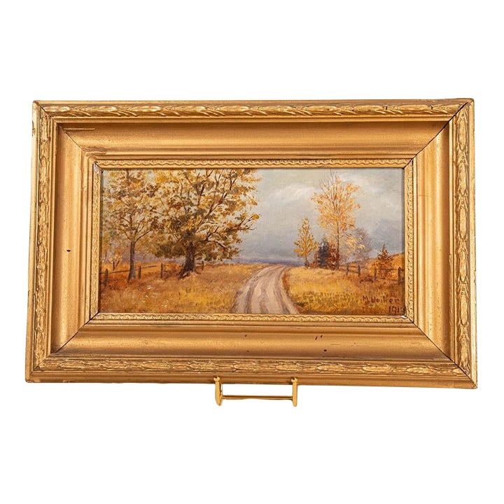 Signed Original Oil on Canvas by M. Quilter (British), Dated 1914 "Late Summer Dales": Signed original oil on canvas by British artist M. Quilter, dated 1914, titled Late Summer Dales, depicting a pastoral landscape in late summer. Condition: Alterations: Original Condition Unaltered