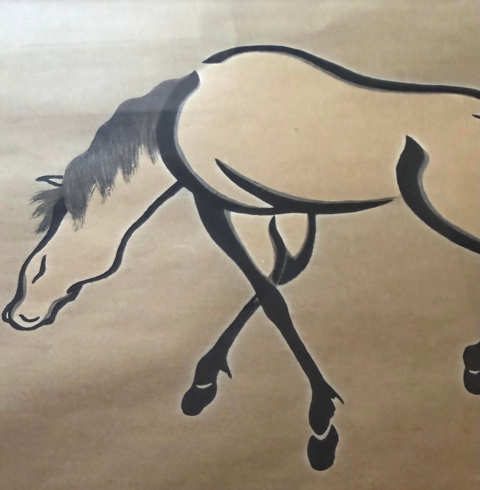 Mid Century Modern Japanese Woodblock Print of a Horse as Signed by the Artist Artist, Yoshijiro "Mo - 3