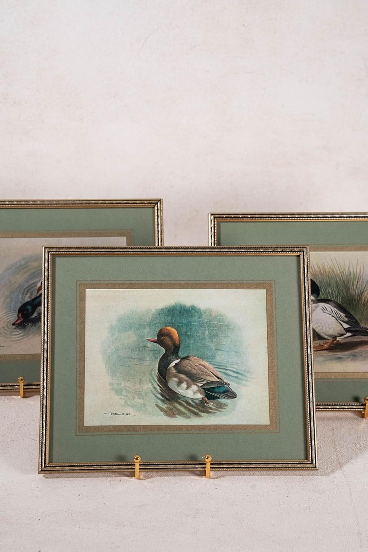 Set of 3 Signed Duck Prints With Green Mats - 3
