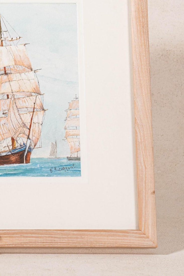 Mid 20th Century Original Watercolor "Underway" by Elizabeth Bergovist - 2