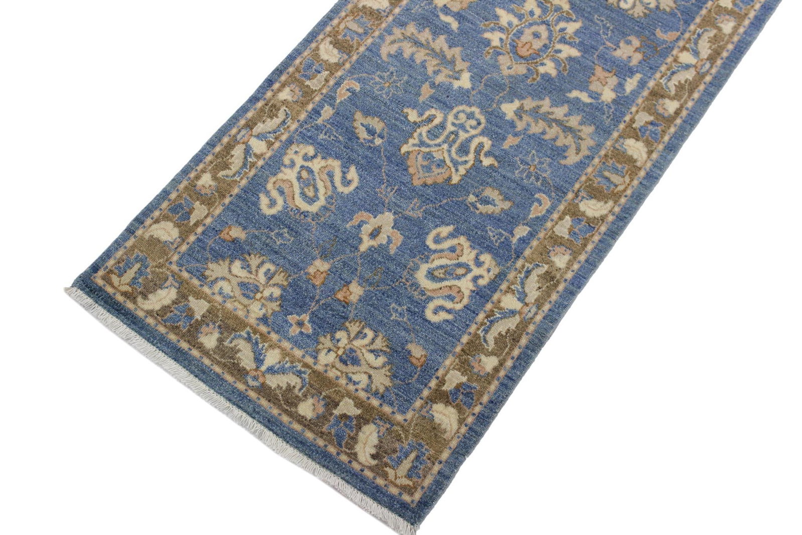 Classic Ziegler Rust Blue Hand-Knotted Wool Runner - 2'8'' X 9'3'' - 2