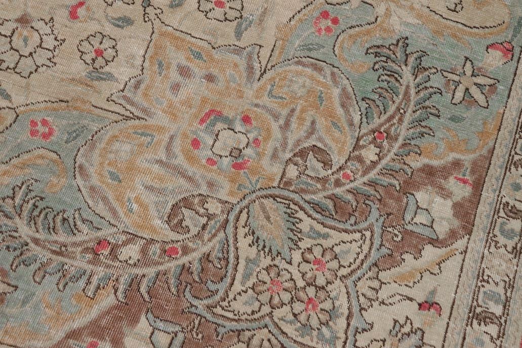 Shabby Chic Vintage Beige/Red Wool Rug - 8'8'' X 11'4'' - 4