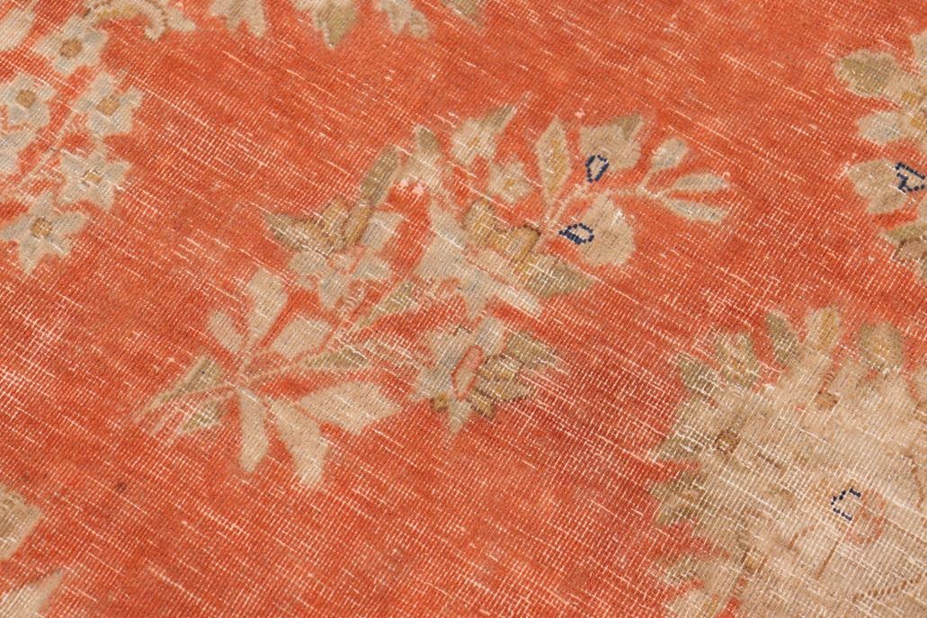 Shabby CHic 1990's Vintage Orange/Blue Wool Rug - 9'8'' X 12'11'' - 7