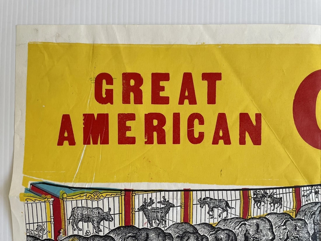 Vintage Great American Circus Poster by the Enquirer Printing Cincinnati 21x28" - 3