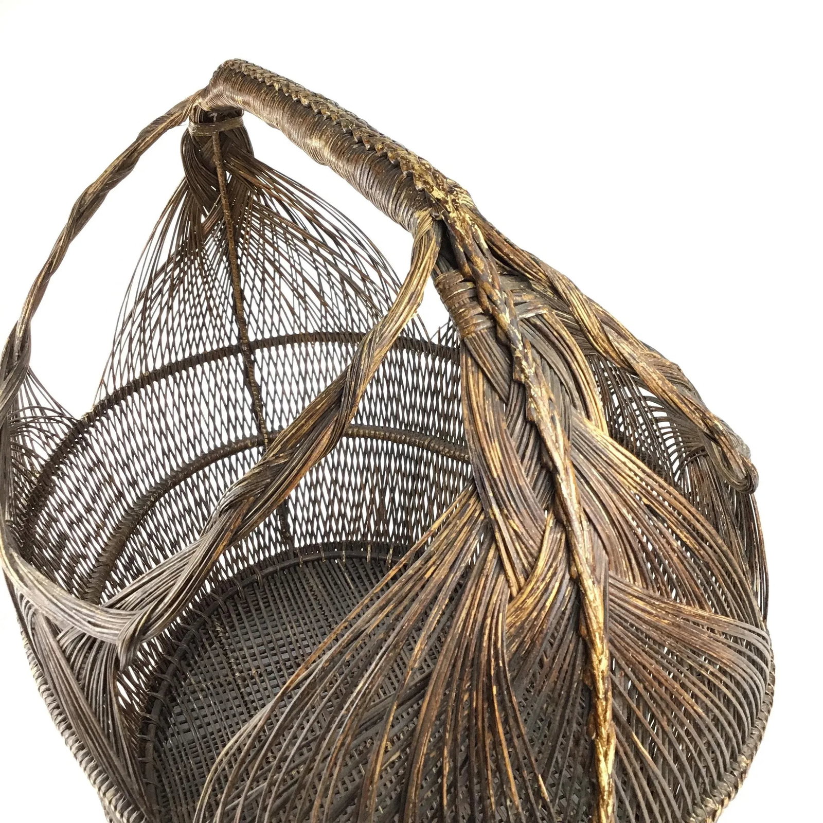 1950s Extra Large Japanese Artisan Hand Woven Basket - 10