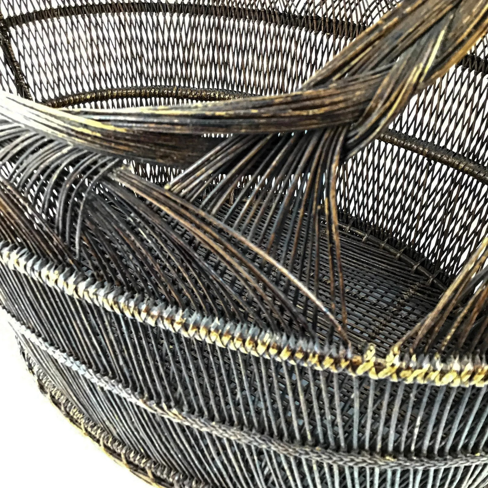 1950s Extra Large Japanese Artisan Hand Woven Basket - 11