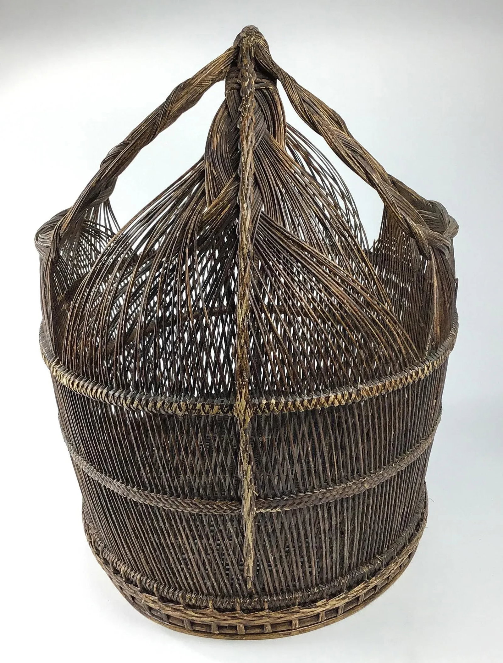 1950s Extra Large Japanese Artisan Hand Woven Basket - 5