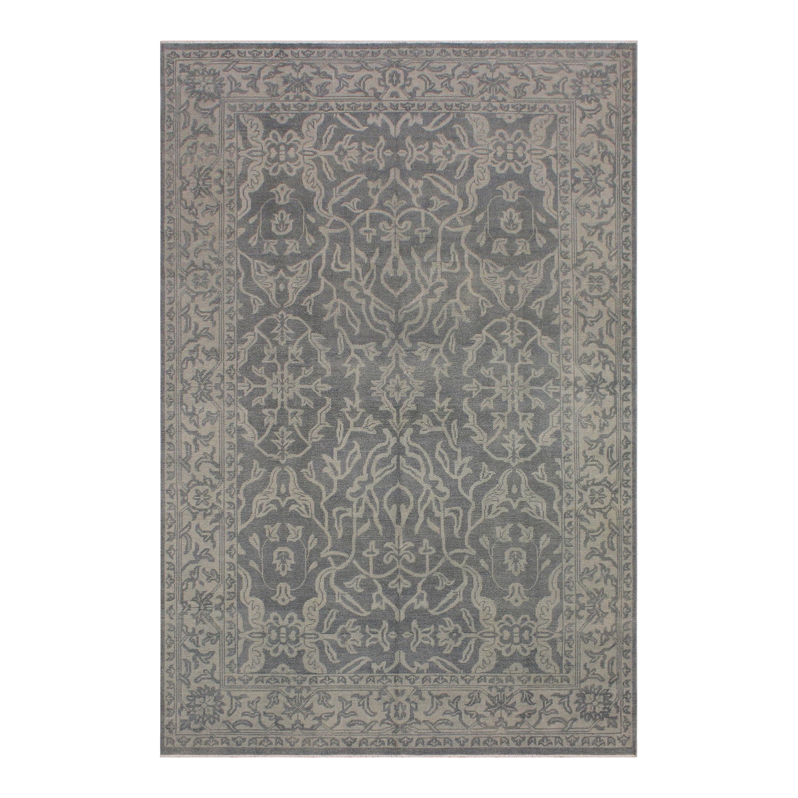 Vintage Inspired Gray/Green Hand Knotted Wool Rug - 8'5'' X 11'4'' (1 of 9)